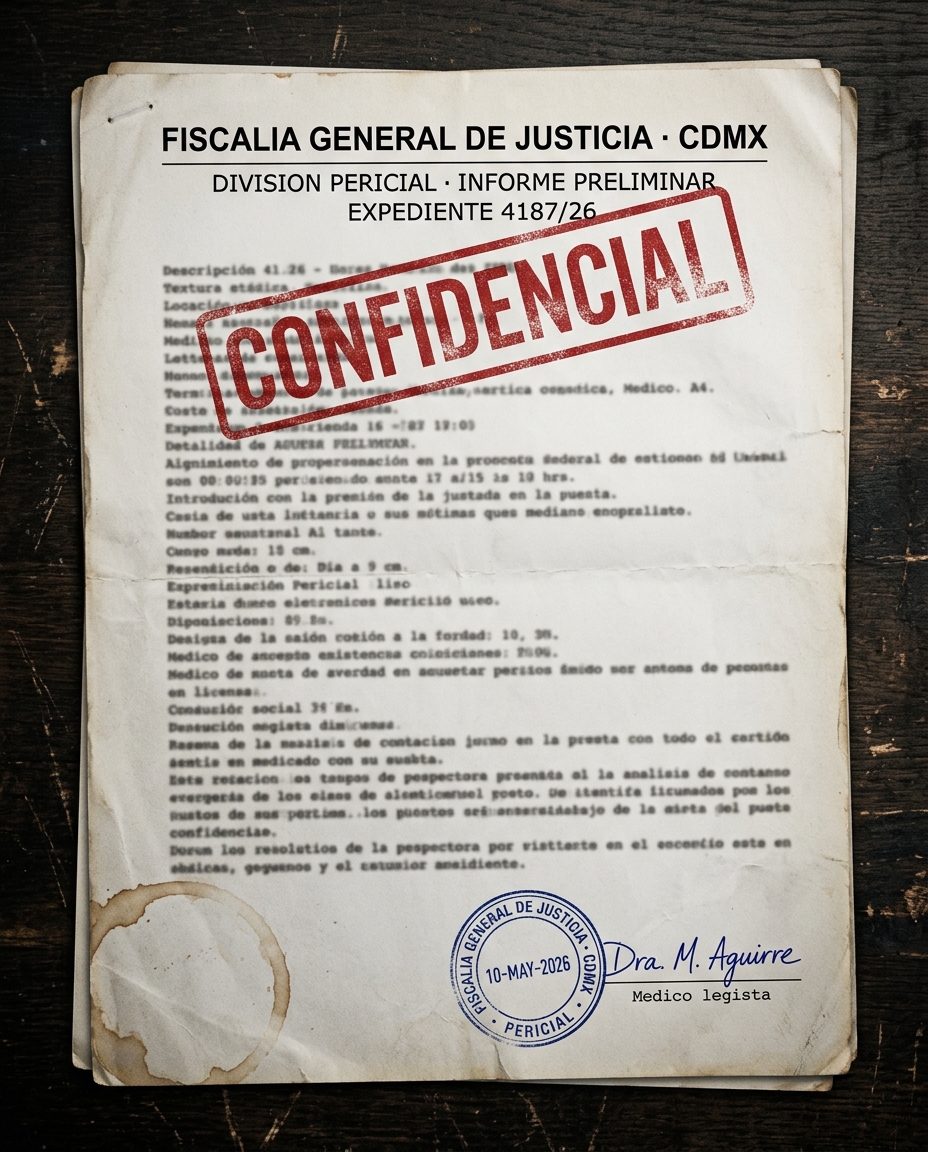 Informe forense escaneado · Expediente 4187/26 · CONFIDENCIAL